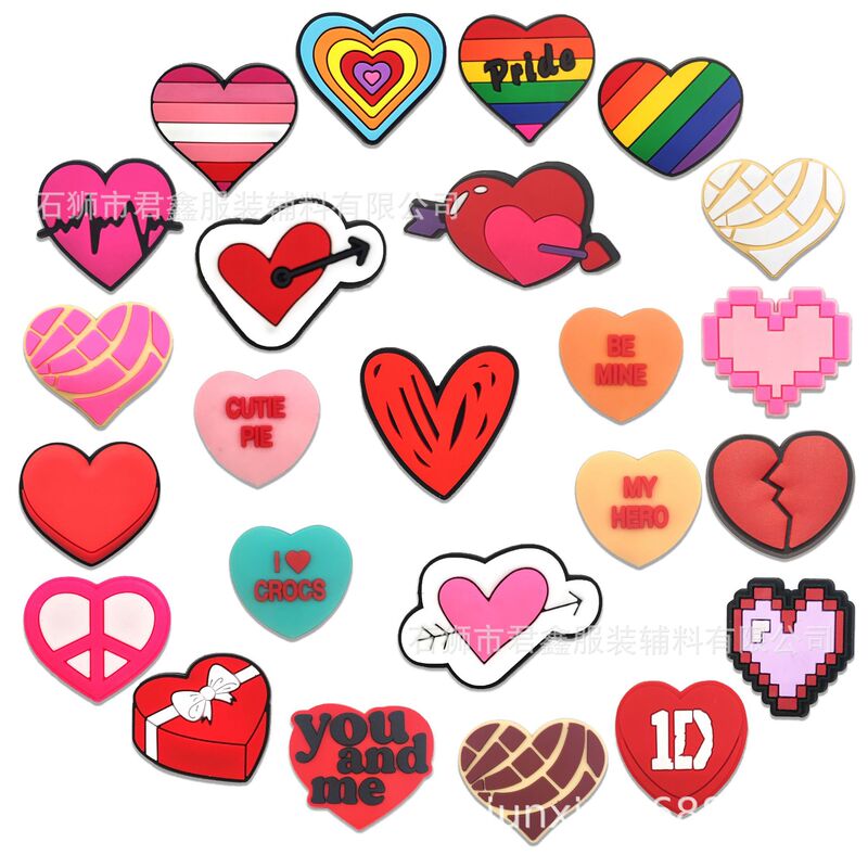 Heart-Shaped Shoe Buckle, Clog Shoe Decoration Buckle, Valentine's Day Cartoon Shoe Flower, Amazon Ready-Made Shoe DIY Peach Heart Decoration Buckle