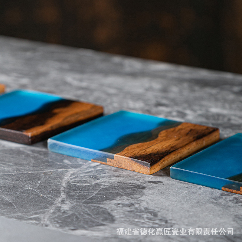 Posavasos de madera de estilo japonés, almohadillas de aislamiento térmico de resina, portavasos simples, juntas creativas, accesorios para la ceremonia del té, almohadillas de nogal para el hogar