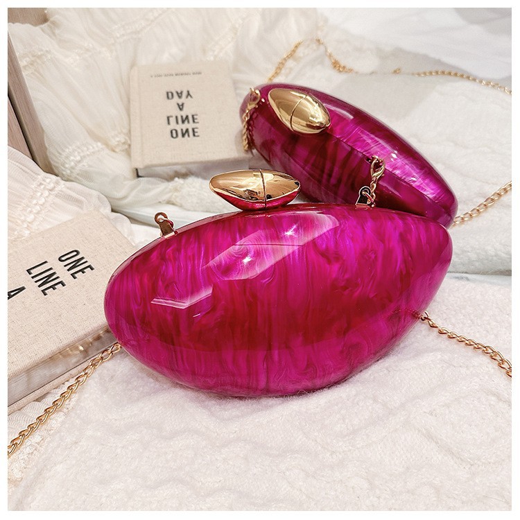 Nuevo paquete de cena de lujo ligero transfronterizo, dama alta sensación de bolso de mano acrílico bolso oval bolso de noche de hombro único