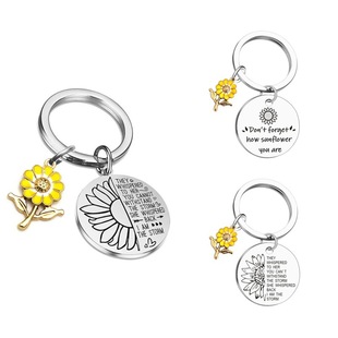 Cross-border StaInless Steel KeychaIn Sunflower Flower I AM THE STORM InspIratIonal Classmates FrIendshIp Couple KeychaIn