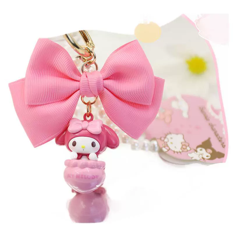Sanrio, оригинальная фуксиевая брелок с бантом жемчужина, подвеска для ключей, подарок на день рождения