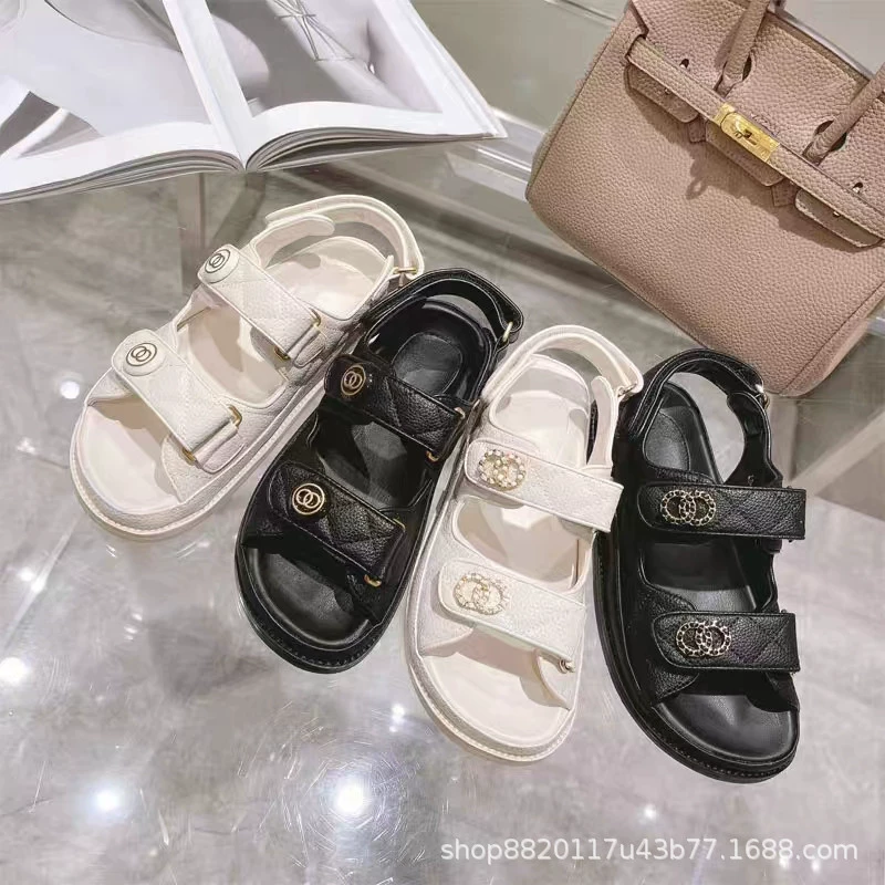 Спортивные сандалии для отдыха с липучкой, стиль Chanel