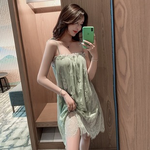 Sexy Suspender Nightgown for Women Summer Sexy Lingerie Lace Pure Desire Pajamas Home Clothes Large Size Fat mm Dropshipping