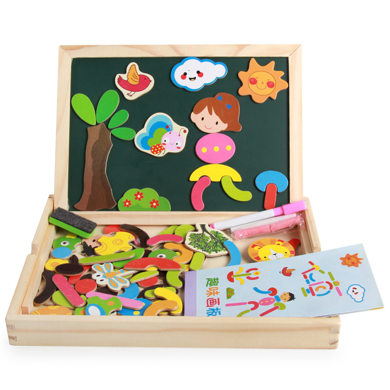 Venta directa de fábrica de juguetes educativos para niños Magnetic Pinpinle Baby Educación temprana Iluminación Tablero de dibujo magnético de madera para niños pequeños