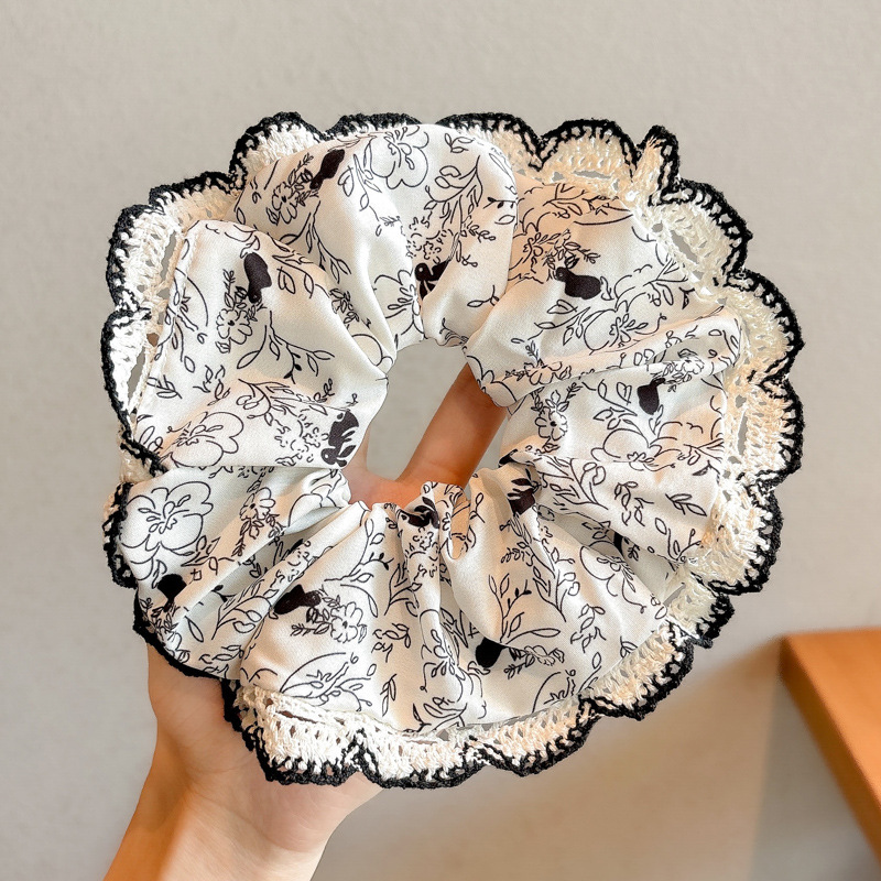 Coreano de alta calidad, anillo de cabello de intestino grueso, cuerda de cabello de encaje de encaje de gran tamaño, toallas de goma cuadradas, cuerda de cabello de anillo