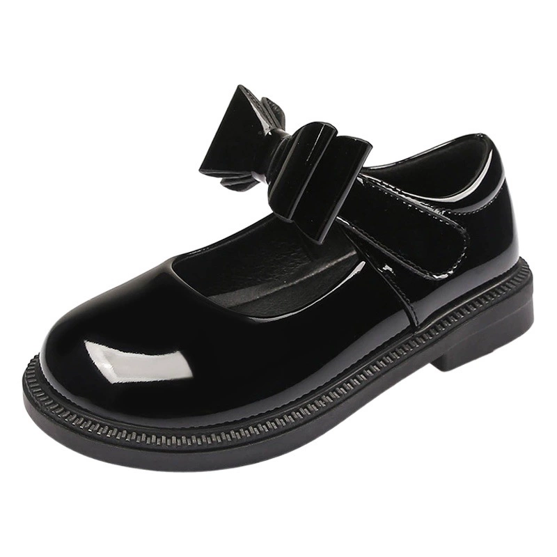 Кожаная обувь для девочек, новинка 2024, двухслойная кожаная черная обувь принцессы, обувь для кампуса, обувь для выступлений для девочек начальной и средней школы