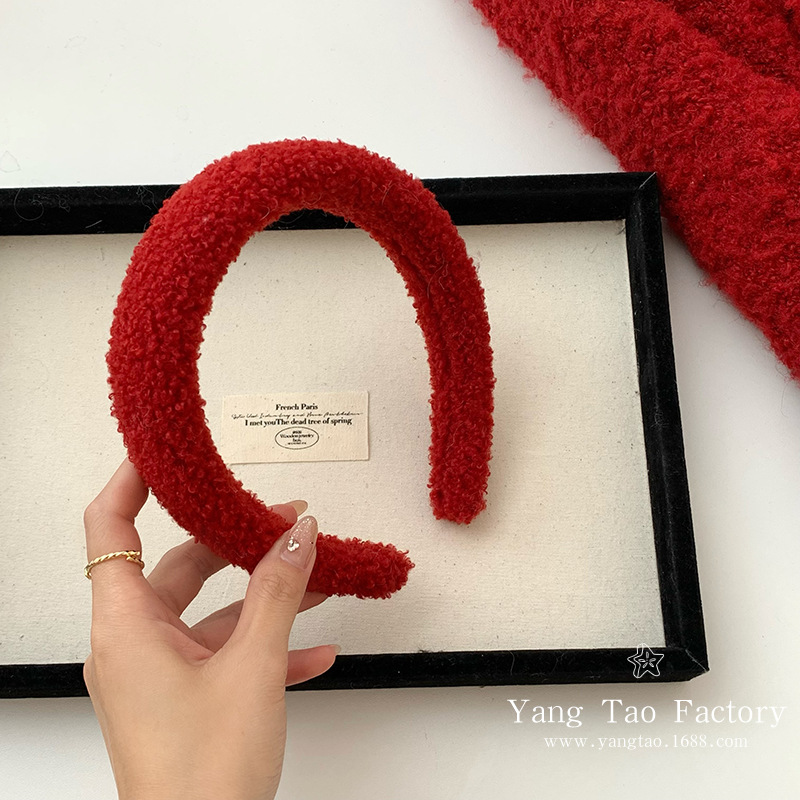 Año Nuevo a rayas rojas de cordero cabello cordaño Otoño Invierno 2024 nuevo cráneo alto presión corda de cabello cordajo de cabello cordajo de cabello adornamiento de cabeza