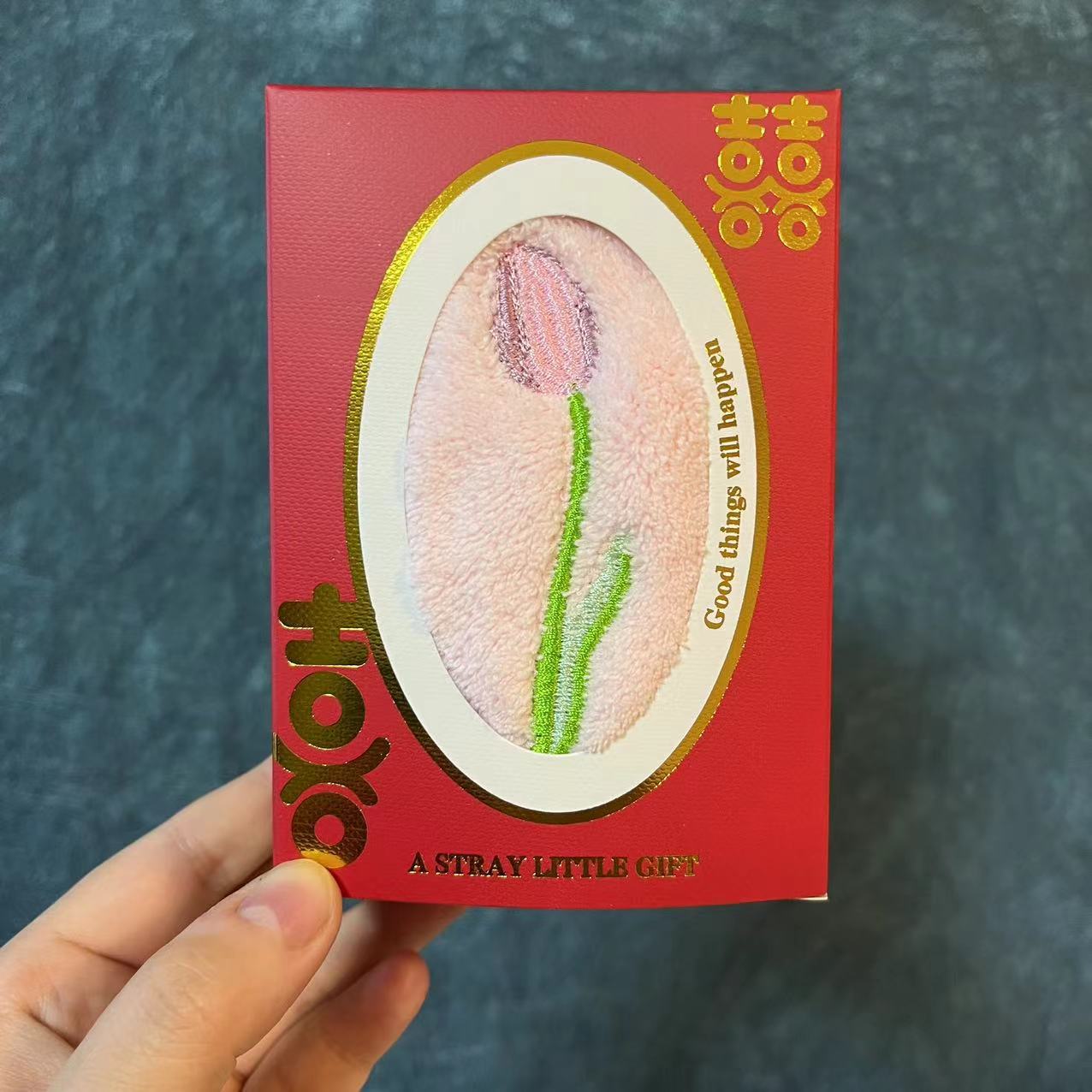 30*30 핑크 튤립 사각 스카프 + 레드 웨딩 박스