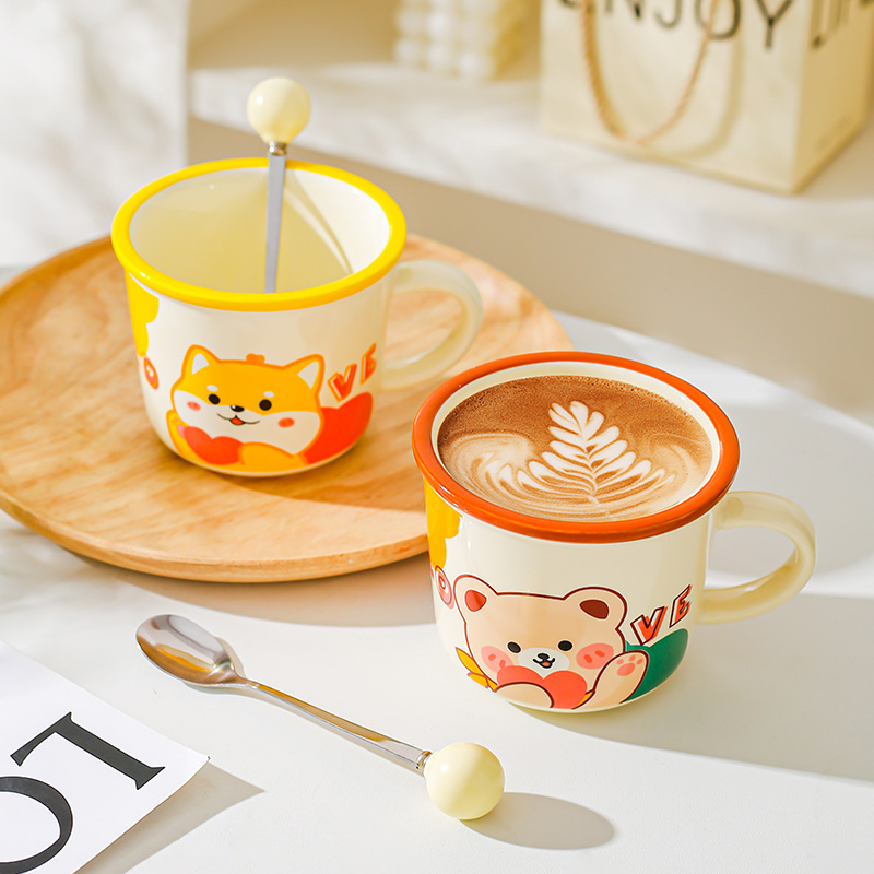 Diseño de nicho de oficina taza de agua, taza de dibujos animados, taza de marcas de animales, taza de desayuno de leche para parejas