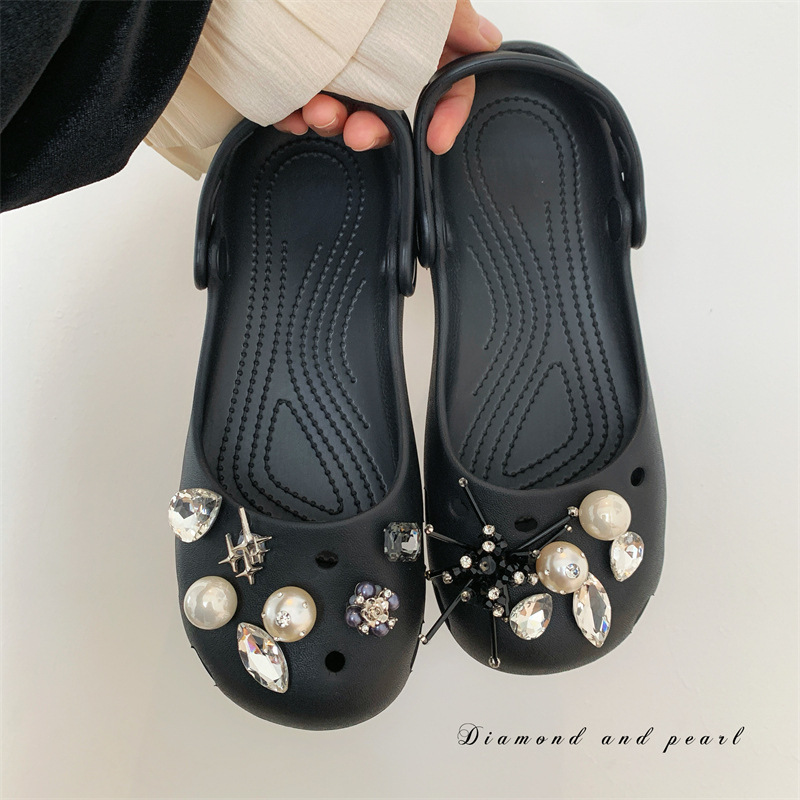 Ballet perforated shoes for women, EVA summer outdoor wear, soft-soled comfortable nurse Mary Jane beach non-slip closed-toe slippers Ballet perforated shoes for women, EVA summer outdoor wear, soft-soled comfortable nurse Mary Jane beach non-slip closed-toe slippers