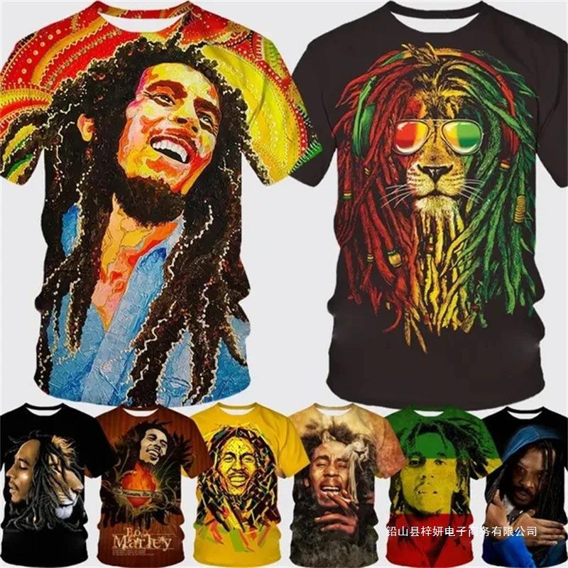 Music Style T-Shirt Bob Marley Reggae Rasta 3D Print Men's Hip Hop Neutral T-Shirt Pod Custom