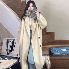 2025美拉德加厚加绒中长款毛呢外套女秋冬小个子港风慵懒呢子大衣
