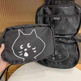 日系nya卡通可爱惊讶猫大容量旅行便携洗漱包 出差防水耐脏化外贸
