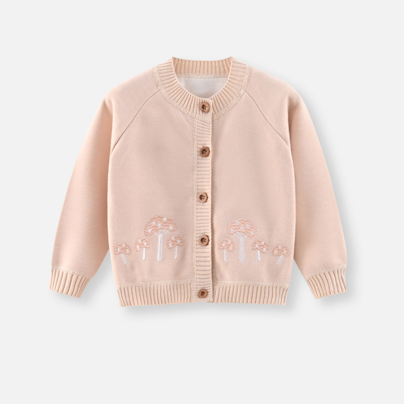 Children's Spring Knitted Cardigan Jacket Baby New Spring and Autumn Embroidered Sweater Toddler Clothing