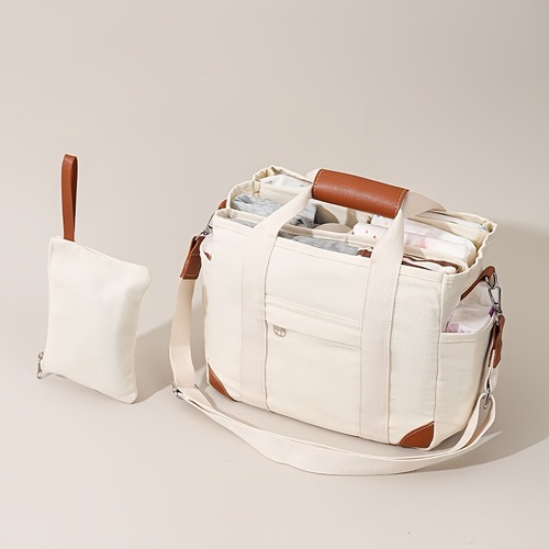 2PCS Canvas Tote Bag with Multi pocket Messenger Bag for Ladies