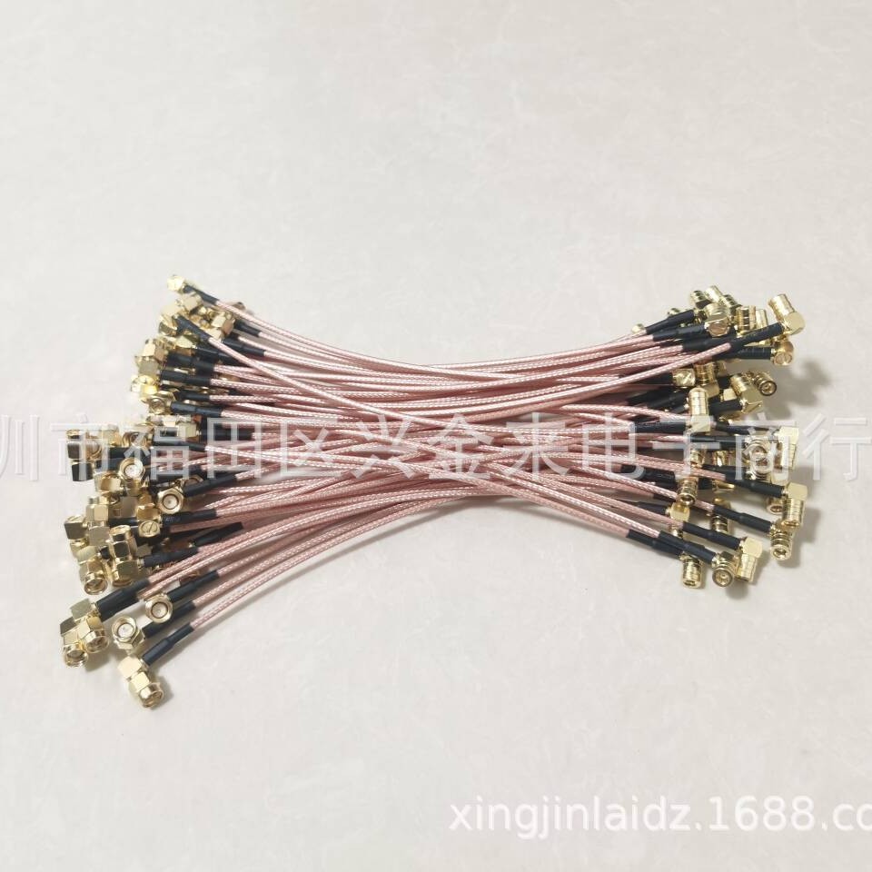 SMA公弯头转SMB母弯头 RG316射频连接线 20cmRG316射频连接跳线