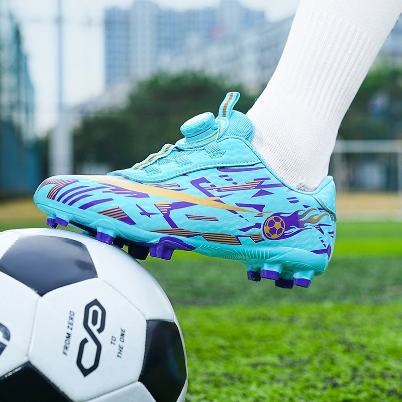 Трансграничные детские футбольные туфли tf сломанные шипы искусственный газон FG ногти Кожаные шипы для молодых студентов вращающейся пряжки тренировочные кроссовки