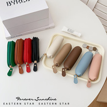 真皮质感迷你零钱包日系ins风可爱拉链硬币袋女士PU小钱包外贸