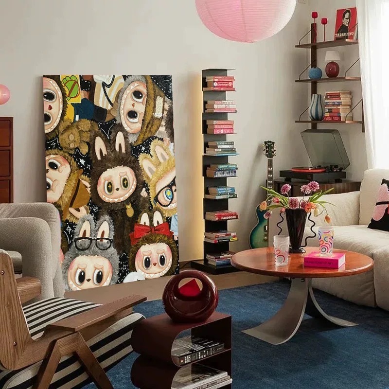 バブルマートトレンディな吊り絵リビングルーム装飾絵画漫画ラブブかわいい子供部屋吊り絵画寝室壁画|undefined