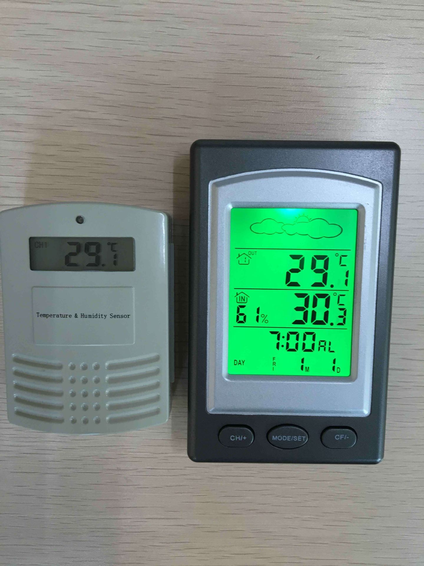 无线温度传感器 无线电子温湿度计 带天气预报 厂家直销