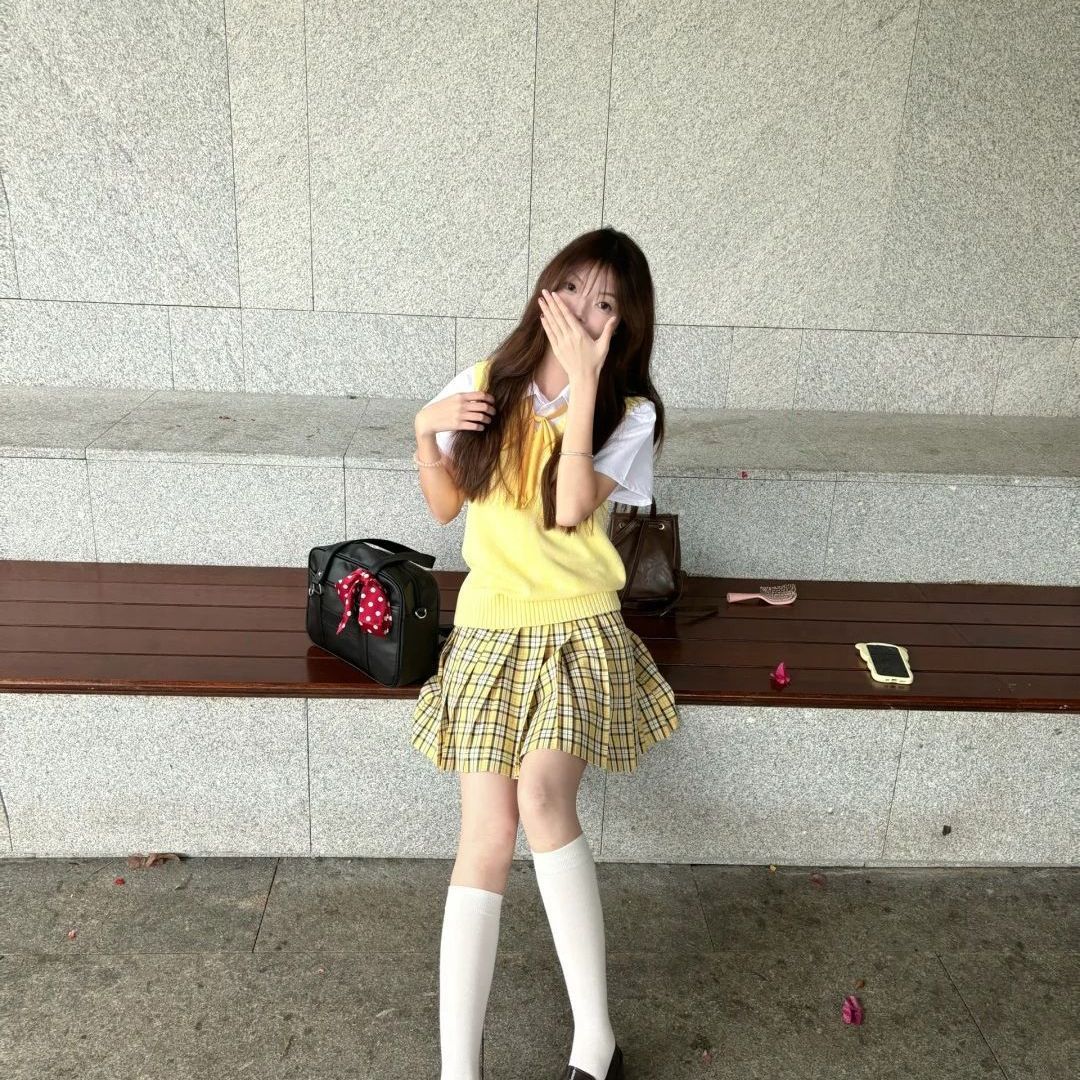 Xiaoxing/Original Authentic Japanese JK Uniform Summer Set Plaid Skirt Vest, Schoolgirl Style, Soft Girl