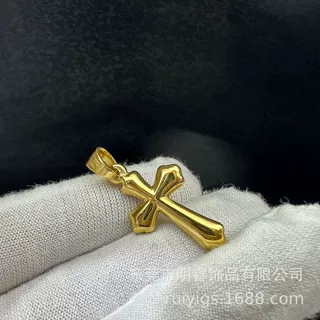 跨境欧美个性十字架项链钛钢朋克风光面刻字吊坠简约男女式款项饰