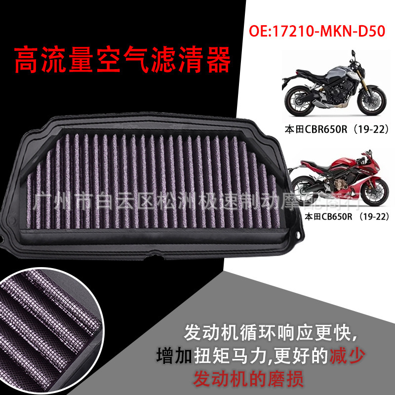 Suitable for Honda CBR650R CB650R 19-22 years high flow modified air filter air filter