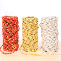 Cross-border best-selling 3mm 3-ply woven polyester rope Christmas gift decoration rope gold wire rope Packaging bag rope