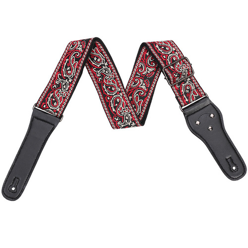 Embroidered guitar strap set folk acoustic guitar shoulder strap bass electric guitar strap including strap tail pin anti-slip buckle