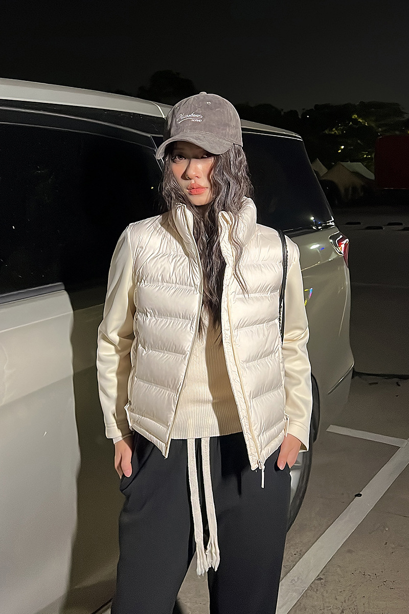 Comercio exterior ligero y delgado plumón de algodón mujer 2025 nuevo estilo de collar vertical moda de otoño y invierno simple chaqueta de algodón coreano abrigo