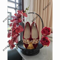 接亲游戏道具结婚婚鞋盒子套圈堵门藏婚新中式鞋篮diy展示架