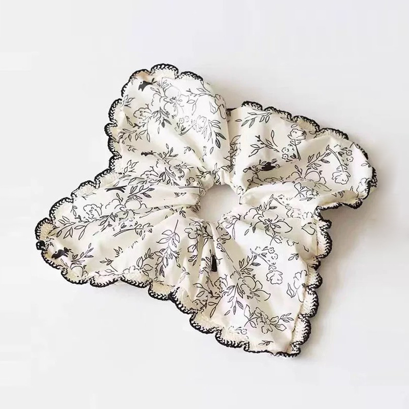 114 серо-белый кролик с ручной росписью [квадратный шарф] резинка для волос