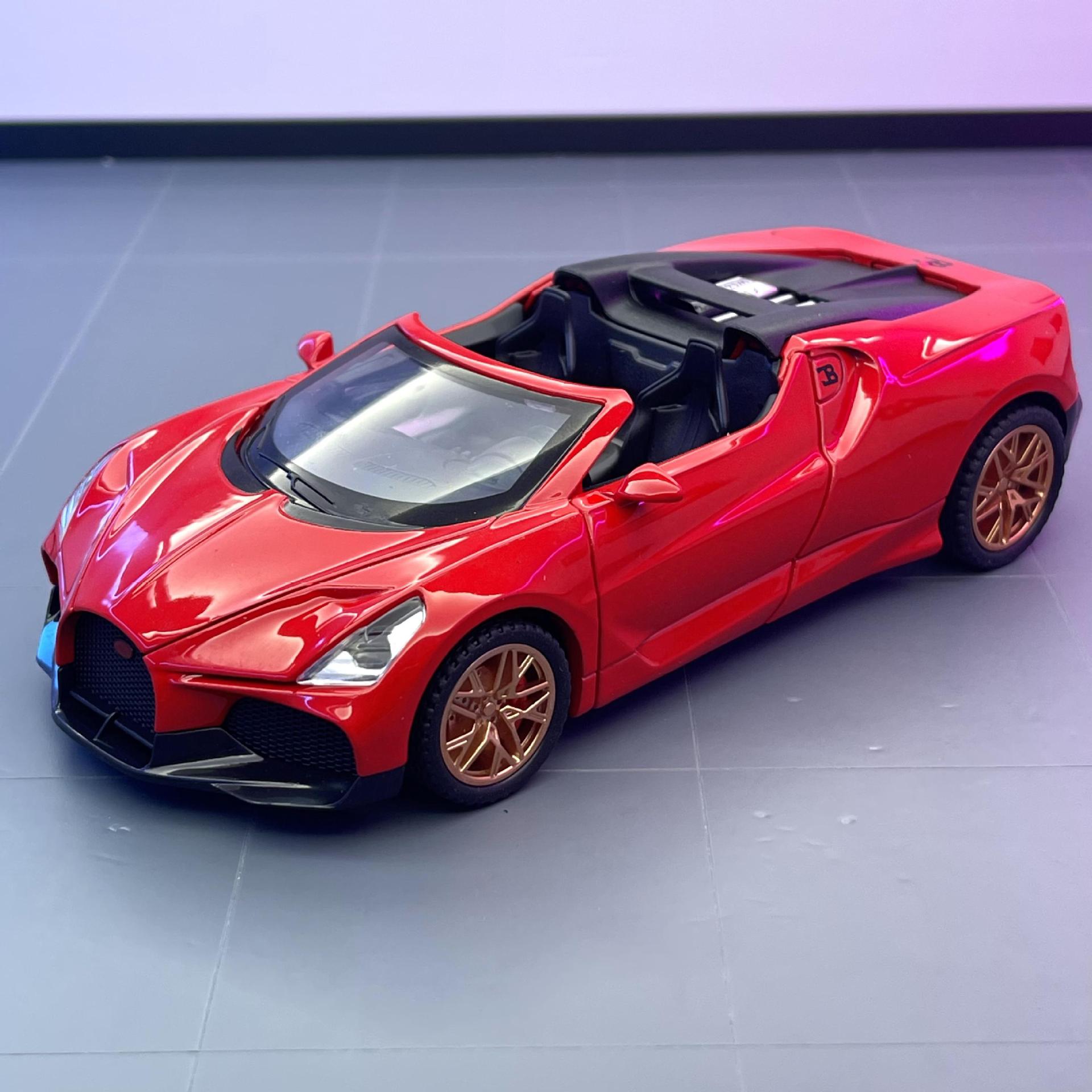 Lijiaxin modelo de coche de aleación 1:32 bugatdi Mistral Tire hacia atrás convertible coche deportivo modelo de coche de juguete adornos