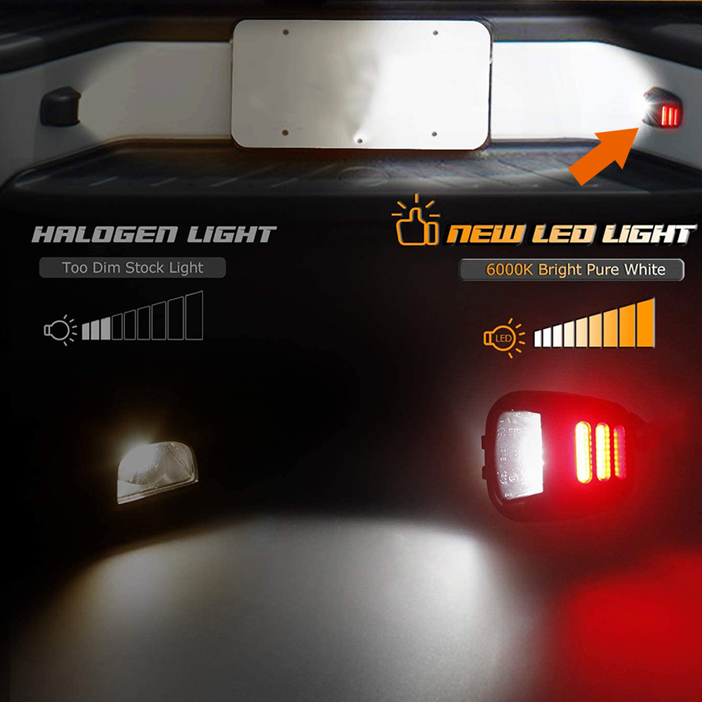 2Pcs Red White Light 18 Lamp Black Led License Plate Light for Nissan Navara D40 Titan 07-19 Years