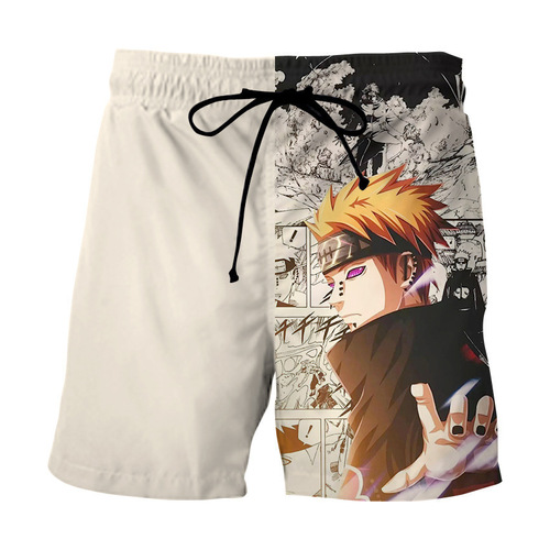 Summer European and American Dragon Ball Z and Naruto 3D Print Shorts, Loose Casual Pants, Japanese Anime Style Men's Beach Shorts