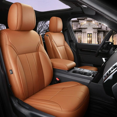 cover 5/7 seats can be ordered, Modelə uyğun (Original) oturacaq örtükləri - cayenne-orange-standard-edition-5-seats-half-pack-of-ordinary-leather