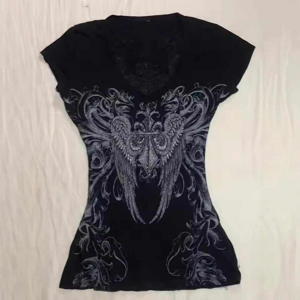 AliExpress 2025 유럽과 미국의 새로운 여성 Y2K 슬림 핏 반팔 프린트 탑 티셔츠 스파이스 걸스 패션 레트로 여성 의류