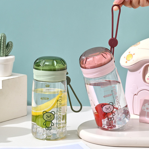 Large-capacity, Korean-style, cute water bottle for female students—highly stylish, easy-to-carry cup with clear markings and shatter-resistant design.