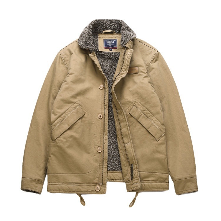 Otoño e Invierno chaqueta acolchada de algodón chaqueta de lana de cordero hombres N1 Navy traje de cubierta chaqueta forrada de algodón acolchada ropa de hombre