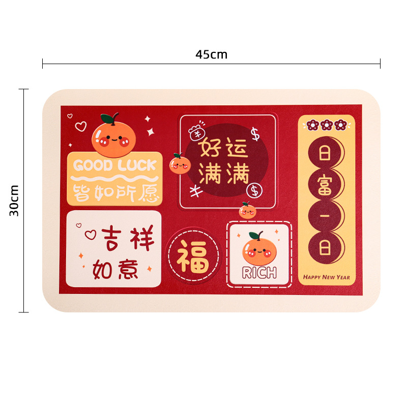 Rojo festivo impermeable placemat Año Nuevo banquete de boda desechable occidental placemat lindo aislado mesa de café escritorio anti-scald mat