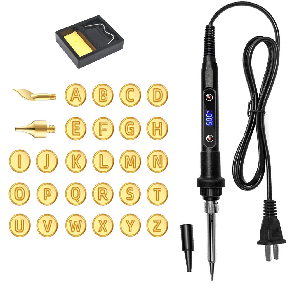 80W数显电烙铁可调温带显示屏恒温 字母烙画笔工具套装