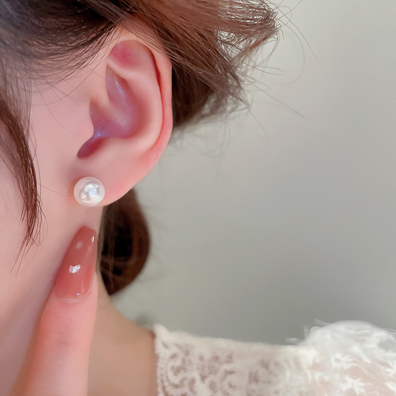 1 Pair Fashion Round Imitation Pearl Plating Women's Ear Studs display picture 8