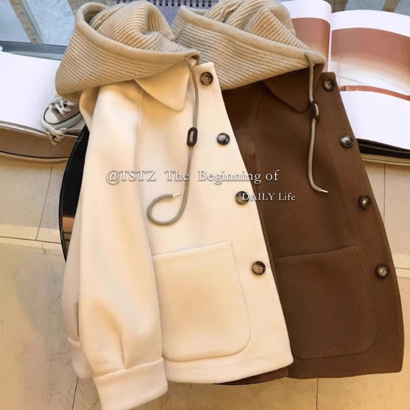 ~Clearance Sale Autumn and Winter New Niche High-End Hooded Woolen Coat for Women Ins Nanyou Original High-End Women's Fashion