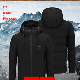 跨境连帽发热棉衣智能加热棉衣户外休闲保暖电热全身恒温加热棉衣