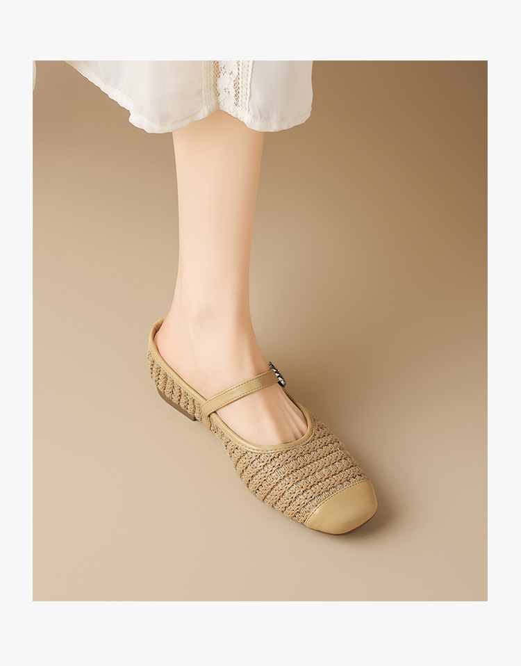 Sandal nữ hở mũi đính đá chuỗi mắt xích phong cách Pháp — MN33 màu vàng chi tiết 12