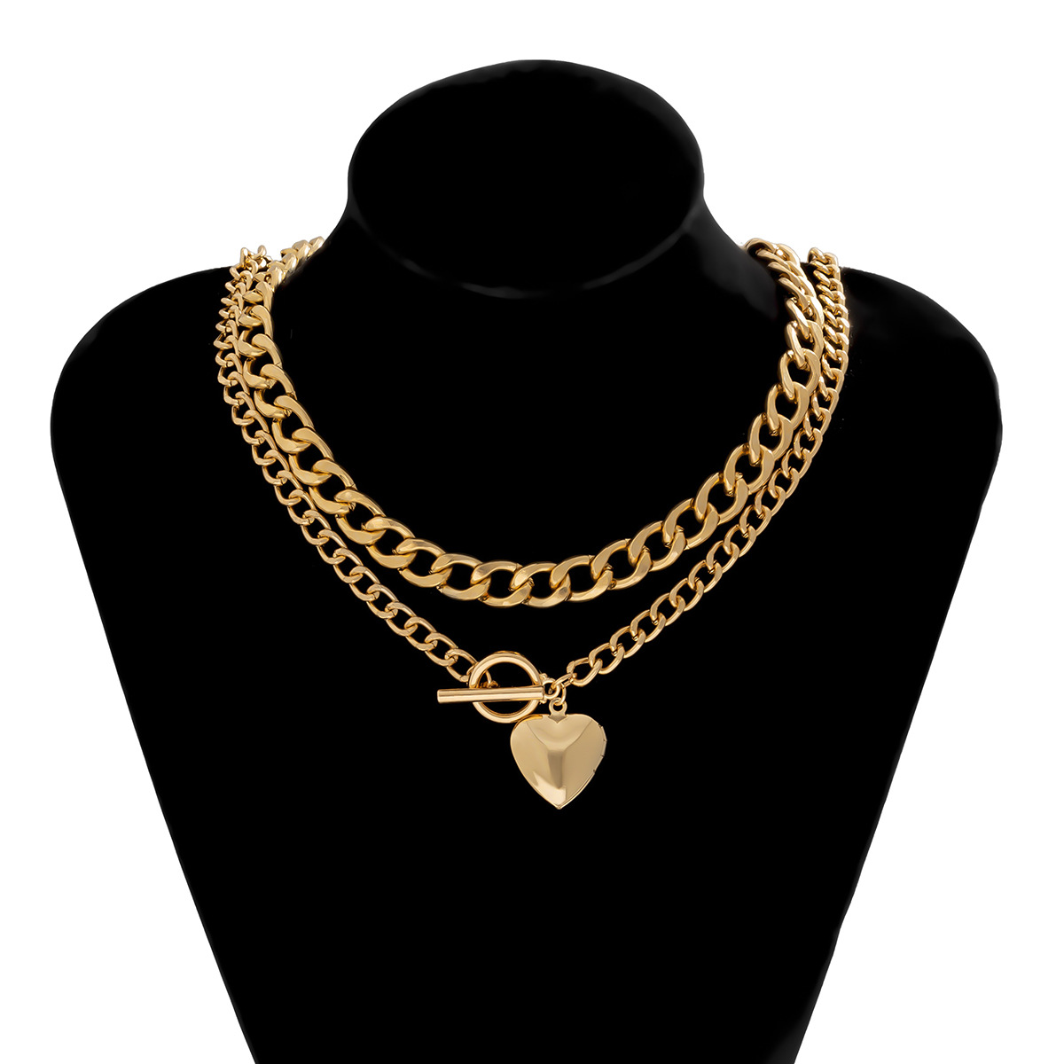 Fashion Ornament Sweet Alloy Ot Buckle Open Heart Necklace Women display picture 6