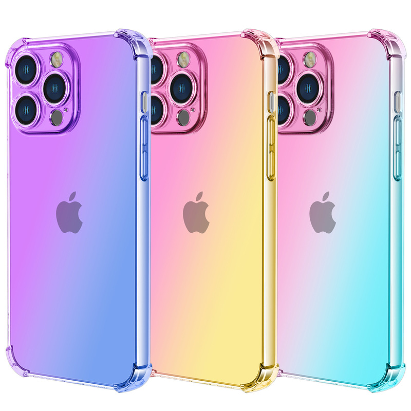+ New Iphone13 Four-Corner Anti-Fall Apple 13Pro Mobile Phone Case Iphone12Pro Gradient Color Suitable