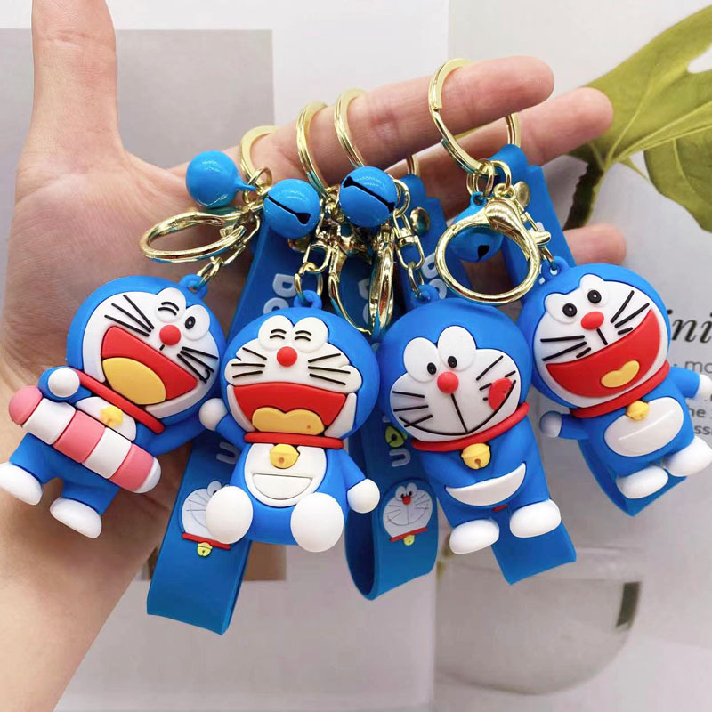 Cartoon Doraemon Keychain Blue Fat Mechanical Cat Jingle Cat Cute Doll Pendant Pendant Gift Wholesale