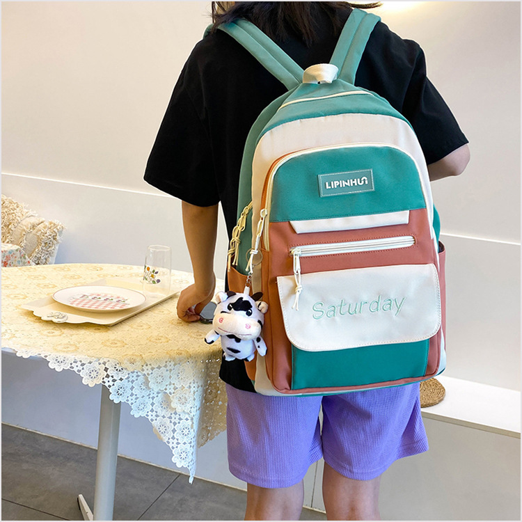 Korean Large Capacity Candy Color Embroidery Backpack Wholesale Nihaojewelry display picture 20