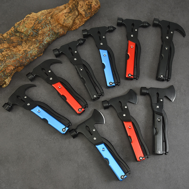 Manufacturer wholesale stainless steel multi-purpose axe hammer portable outdoor tools car rescue hammer window-breaking hammer